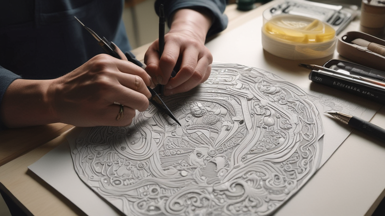 Artist crafting blind embossing