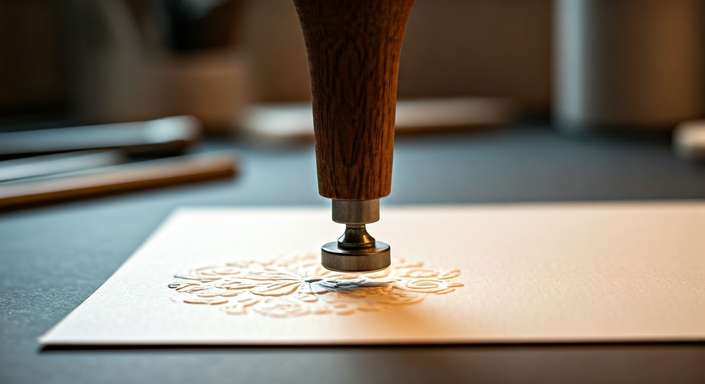 Blind embossing tool on paper